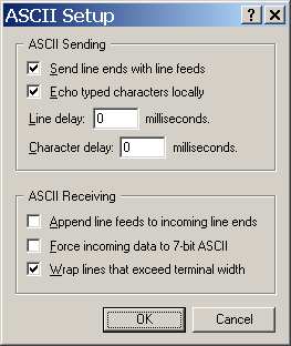 ASCII Setup Dialog