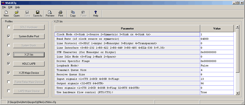 Sample wxedcfg Window