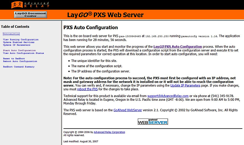 PXS Auto Configuration Web Site